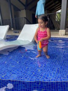 Toddler in Vista Hermosa Estate pool