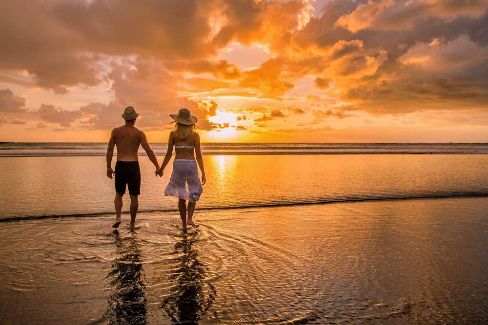 Romantic beach walk in Costa Rica