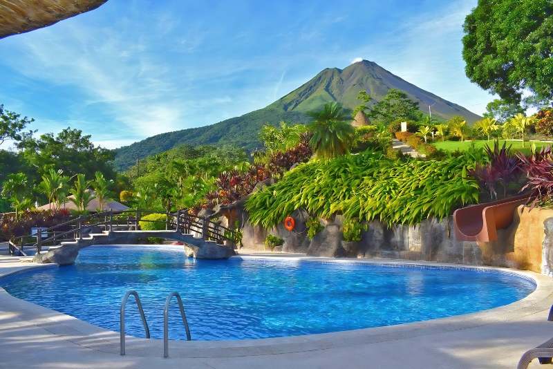 Los Lagos Hot Springs with views of Arenal in the back ground