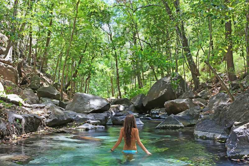 One of the three mineral pools at Rio Perdido Springs Resort