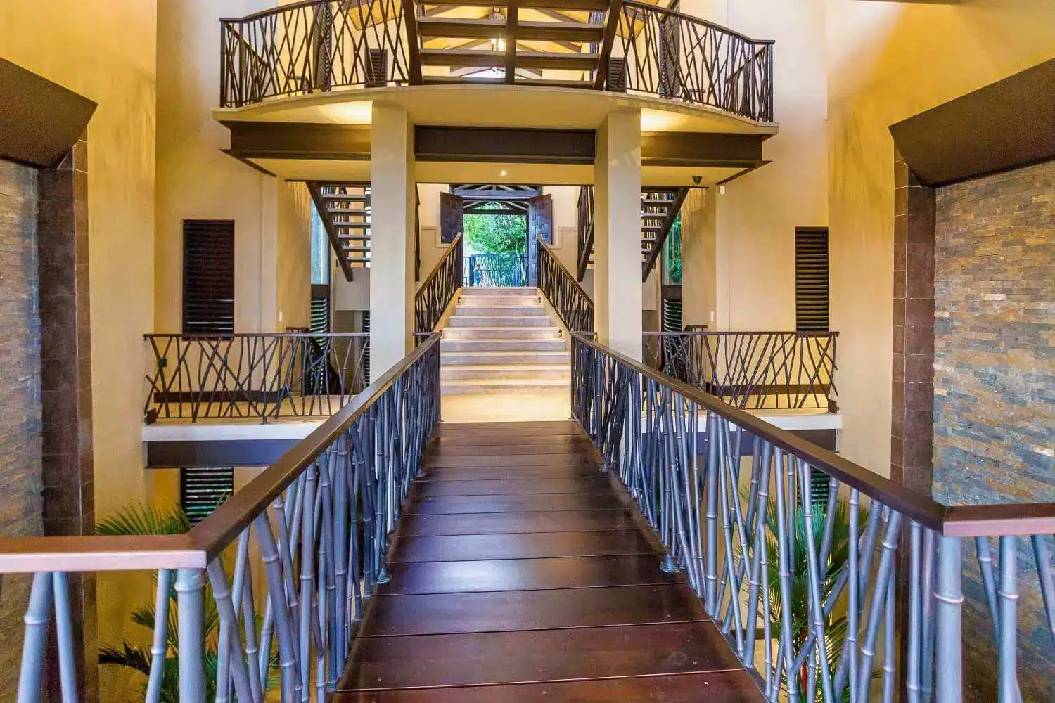 Interior walkway of a luxury vacation rental in Costa Rica